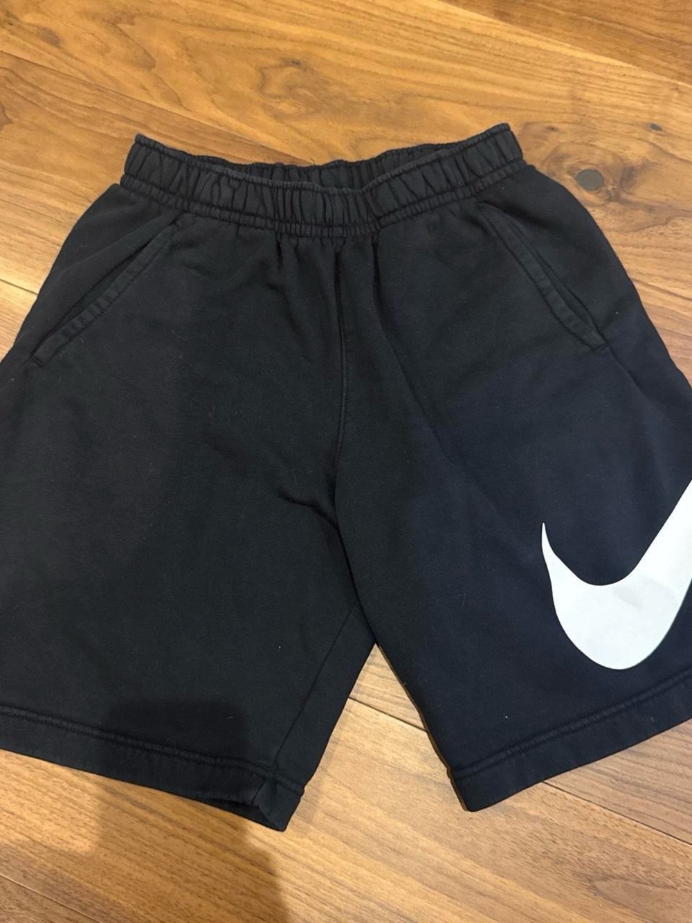 Nike Black Kids Shorts with White Swoosh Logo